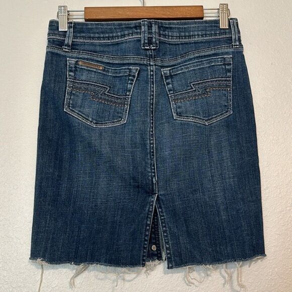 Vintage Jordache 90s Denim Mini Skirt Button Front Womens 26 Raw Hem Y2K - Picture 4 of 7